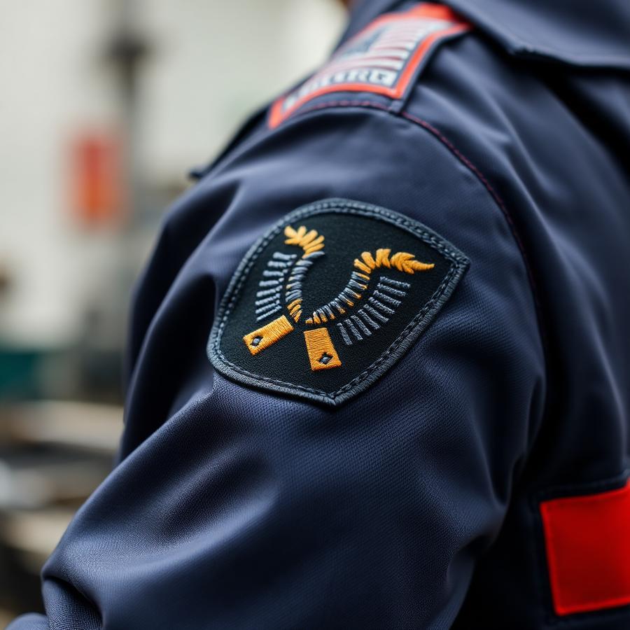 Hombro de uniforme industrial con parche bordado